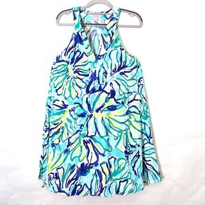 Lilly Pulitzer Dress‎ XS Blue Achelle Swing Pool Sleeveless Hawaiian Tropical